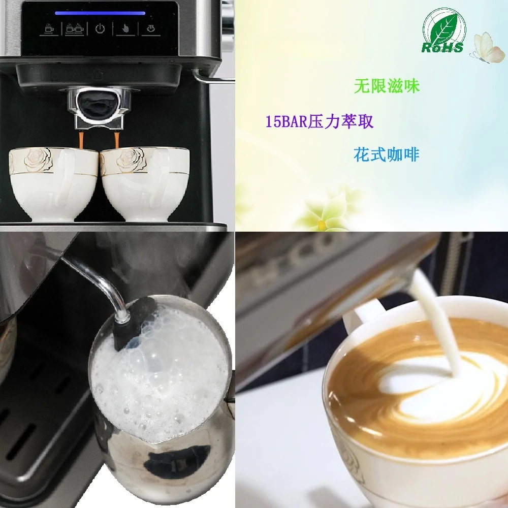 Fully Automatic Italian Espresso Machine Stainless Steel Touchscreen Pump Pressure Milk Frother Coffee Machine