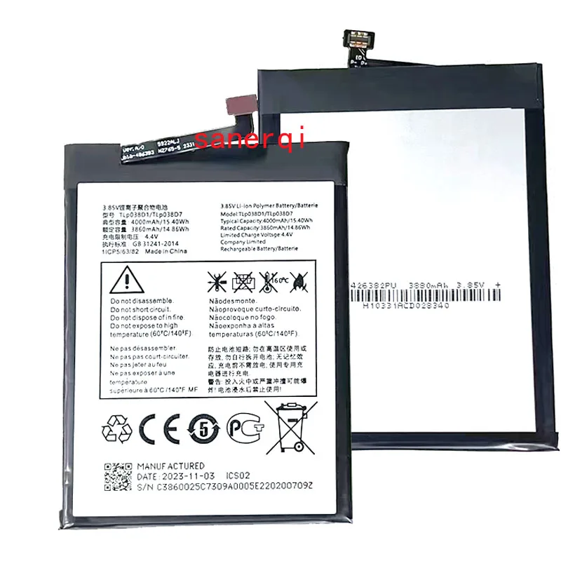 Batería de 4000mAh TLP038D7 TLP038D1 para Alcatel 3L 2020 5029D TCL 10L T770B T770H T1 Lite PLEX T780H Philco Hit P10