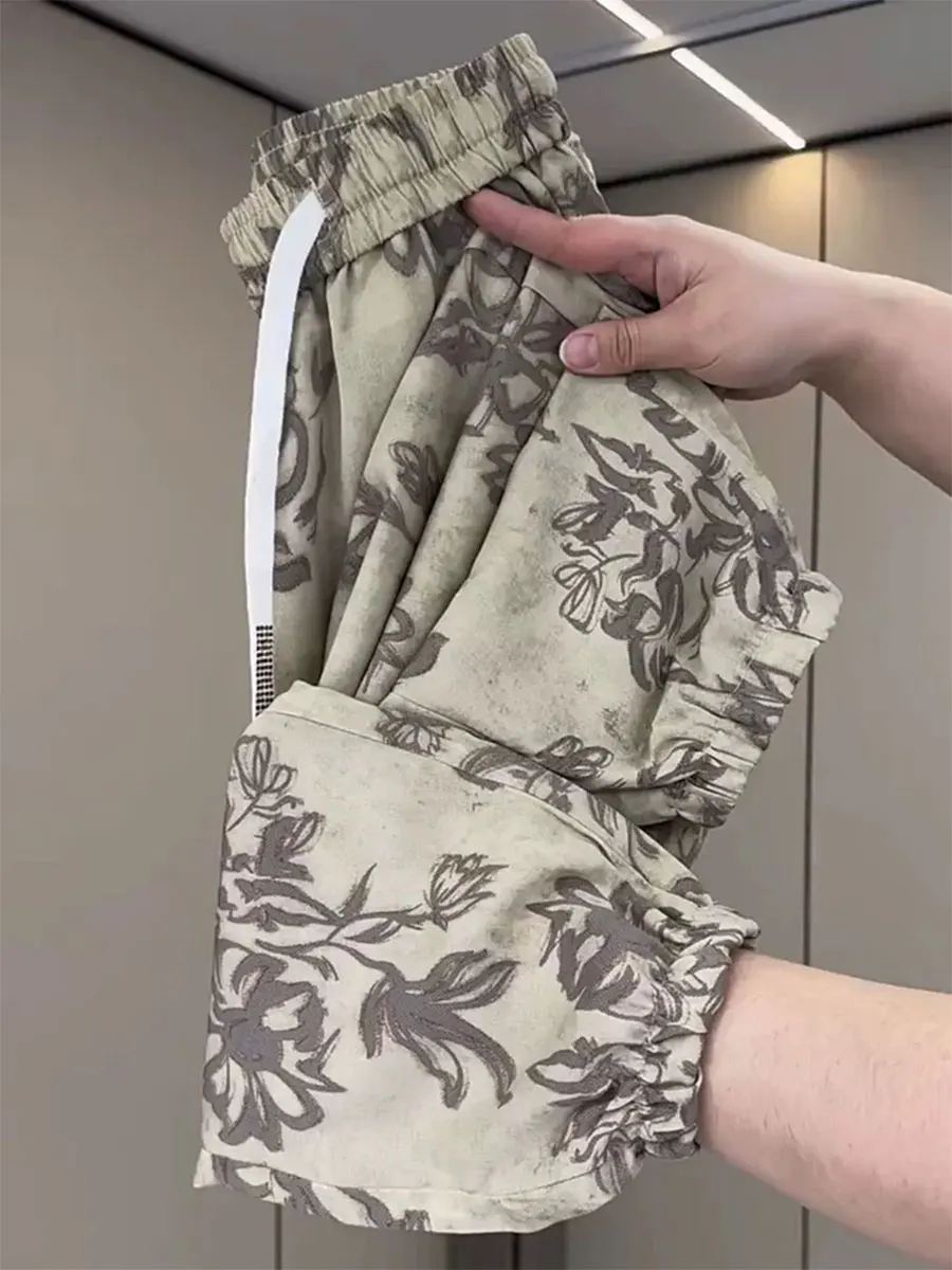 

Женские свободные повседневные брюки с ретро-принтом, драпированные, в стиле Харлан, с высокой талией, укороченные, с эластичным поясом