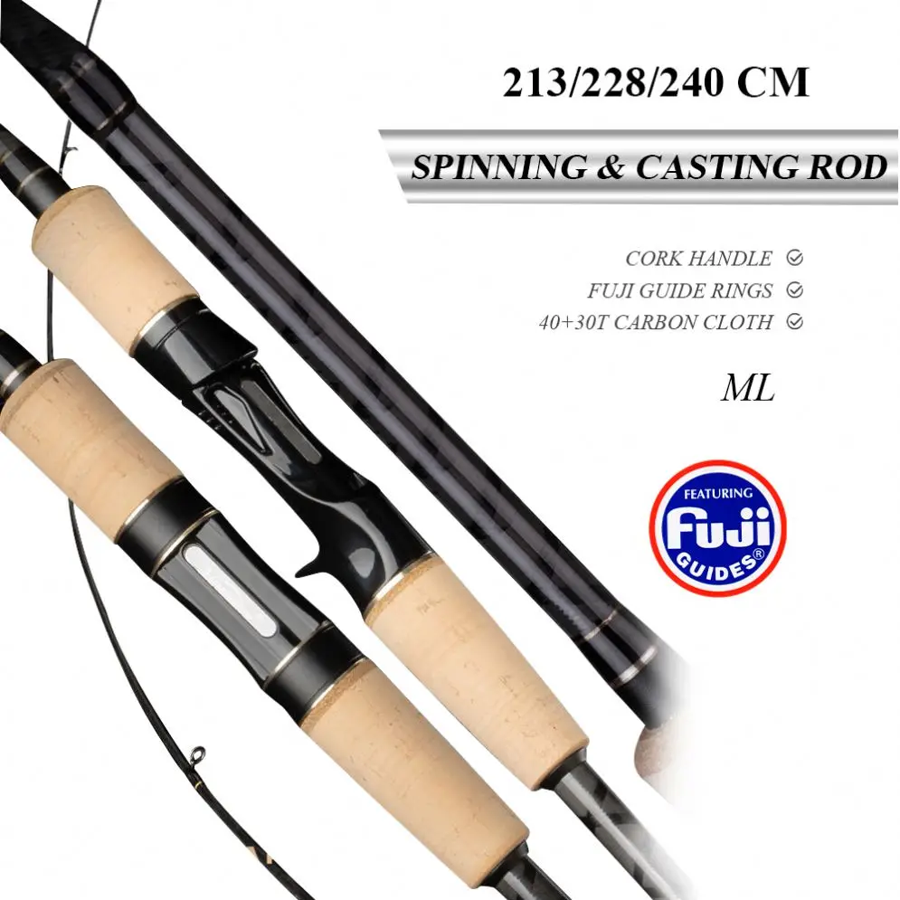 

2.13m 2.28m 2.4m ML Fishing Bait Casting Rod 40T+30T Carbon Spinning Fishing Rods Pole Spin Casting Rod For Freshwater
