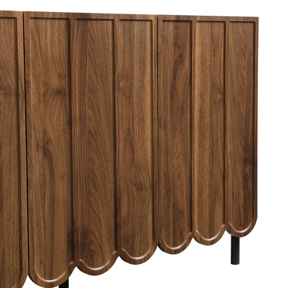 Modernes Sideboard aus Holz mit 120 x 35 x 80 cm großen, grifffreien, verstellbaren Regalen und Stauraum für Wohnzimmer, Flur und Esszimmer – Detail 16