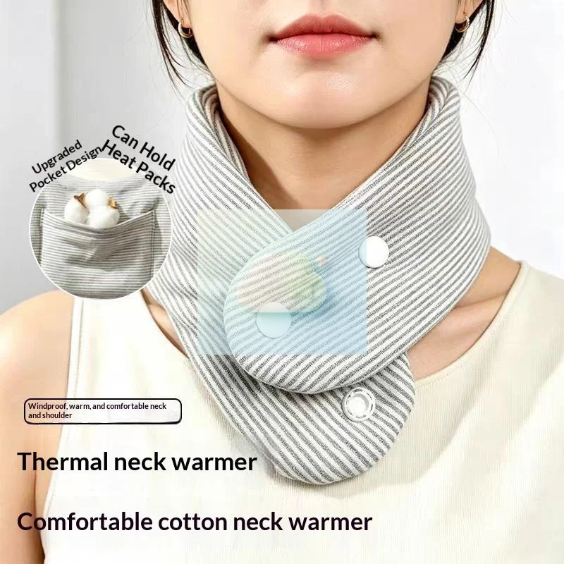 Gifts Soft Warm Cotton Neck Warmer Striped Thickened Neck Wrap Cotton Neck Gaiter Office Home Simple And Easy To Style