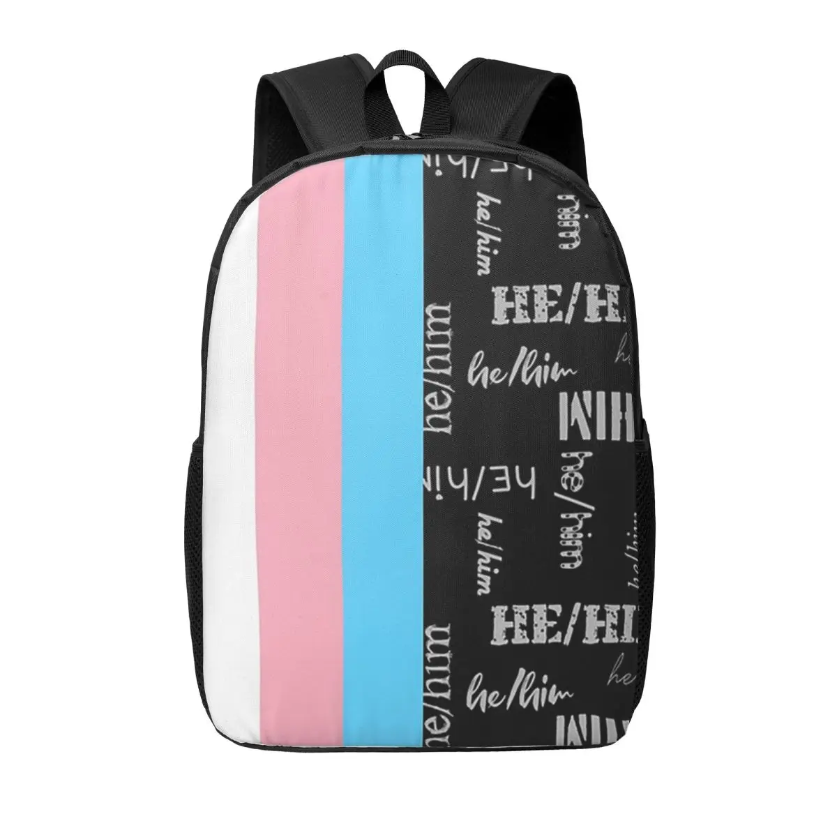 

Trans Flag HeHim Pronouns Identity Pride Женские рюкзаки для мальчиков и девочек Сумка для книг Студенты Школьные сумки Дорожный рюкзак Сумка на плечо