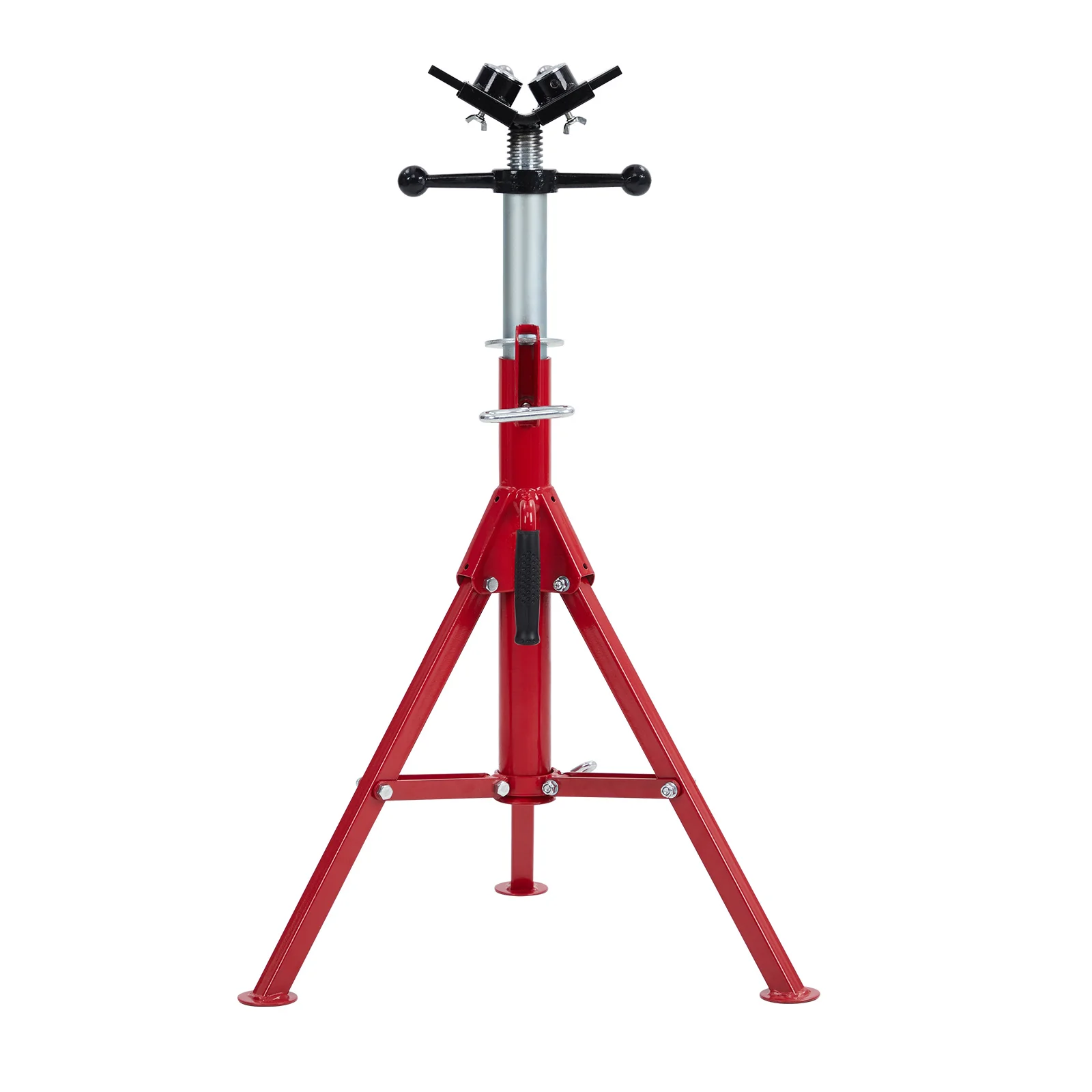 

V-Head Pipe Jack Stand with 2-Ball,28-52 Inch Adjustable Height,1/8"-12" Capacity, 2500 lb Load Capacity,Heavy Duty Carbon Steel