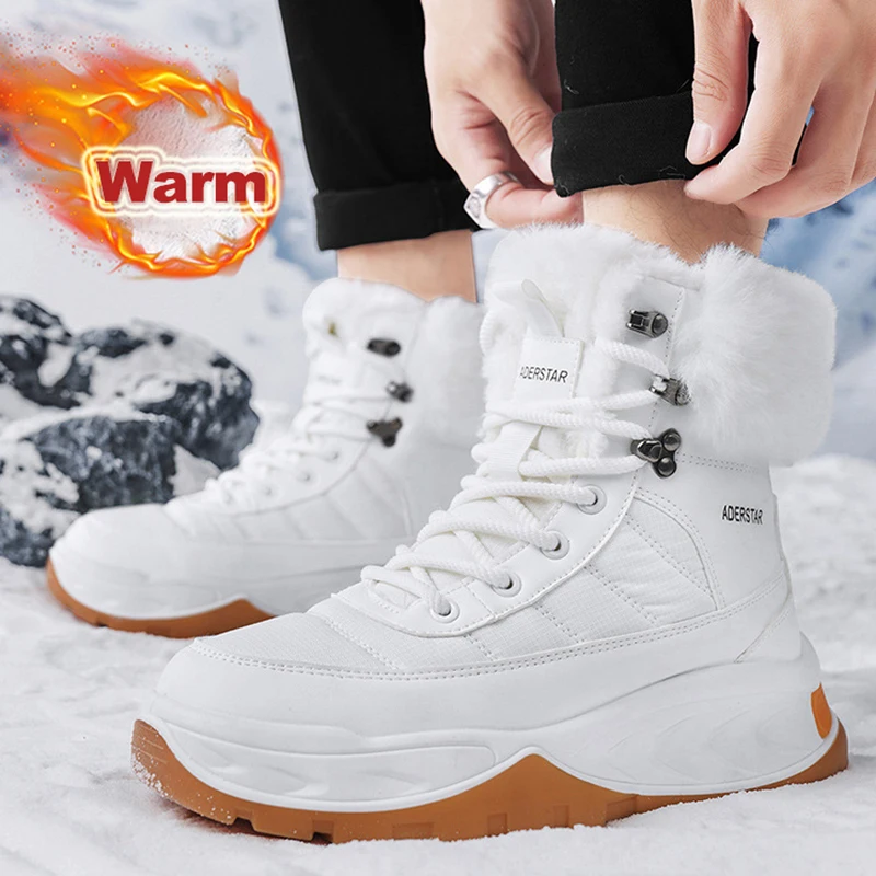 

Winter Men Snow Boots Super Warm Man Hiking Boots High Quality Waterproof Leather High Top Men Boots Outdoor Anti-Slip Sneakers