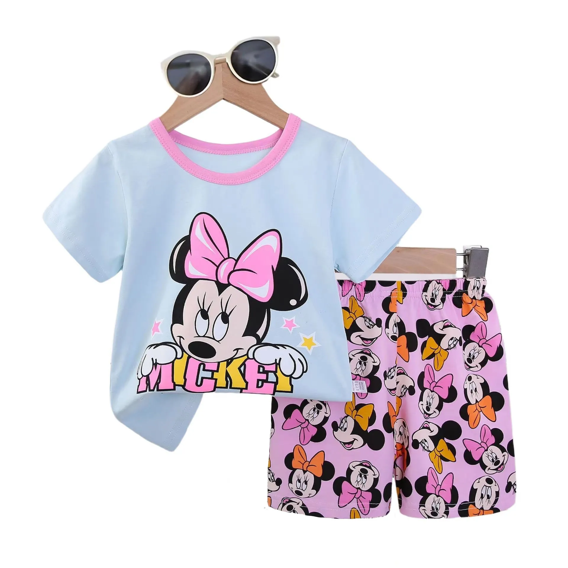 

Summer girls clothes Minnie Print Fashion Outfits baby Girls Short Sleeve clothes Kids Wear New Cute suit