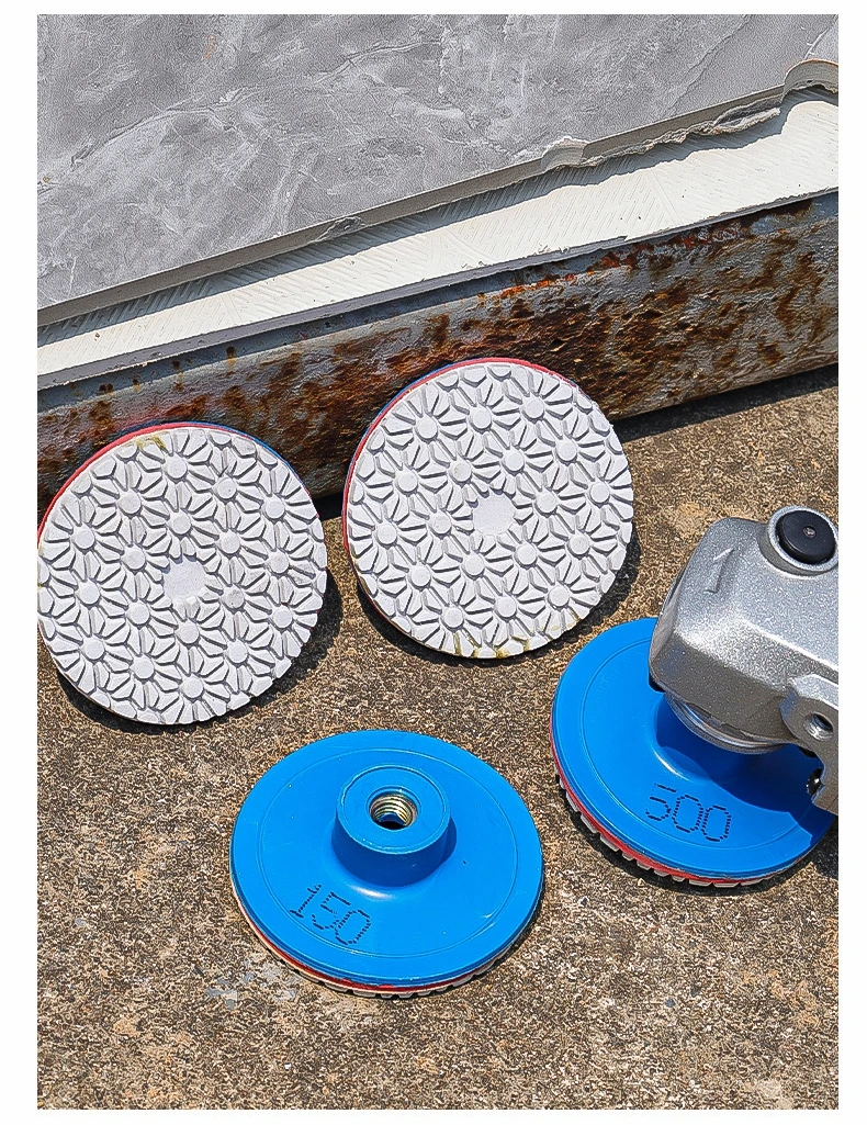 قرص تلميع تشذيب الحجر المتكامل، وسادات تلميع الماس، عجلة طحن الأحجار الكريمة من الجرانيت والرخام، وسادات تلميع رطبة وجافة