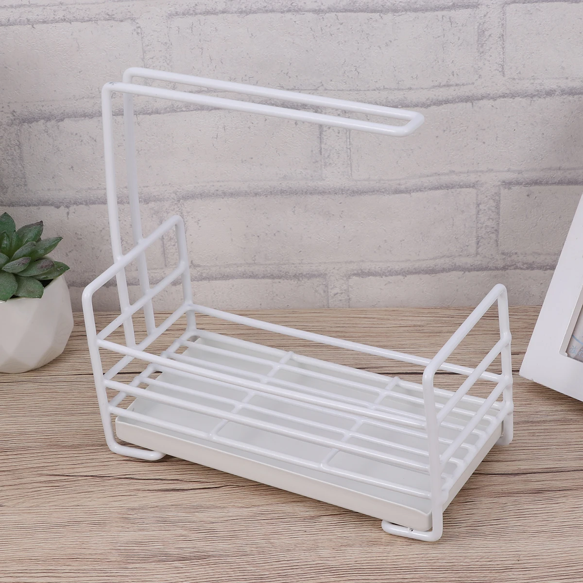 

Kitchen Sponge ganizer Rack Drain Shelf Countertop Storage Small Space Saver Sink Cleaning Holder Plastic Iron Material Hollow