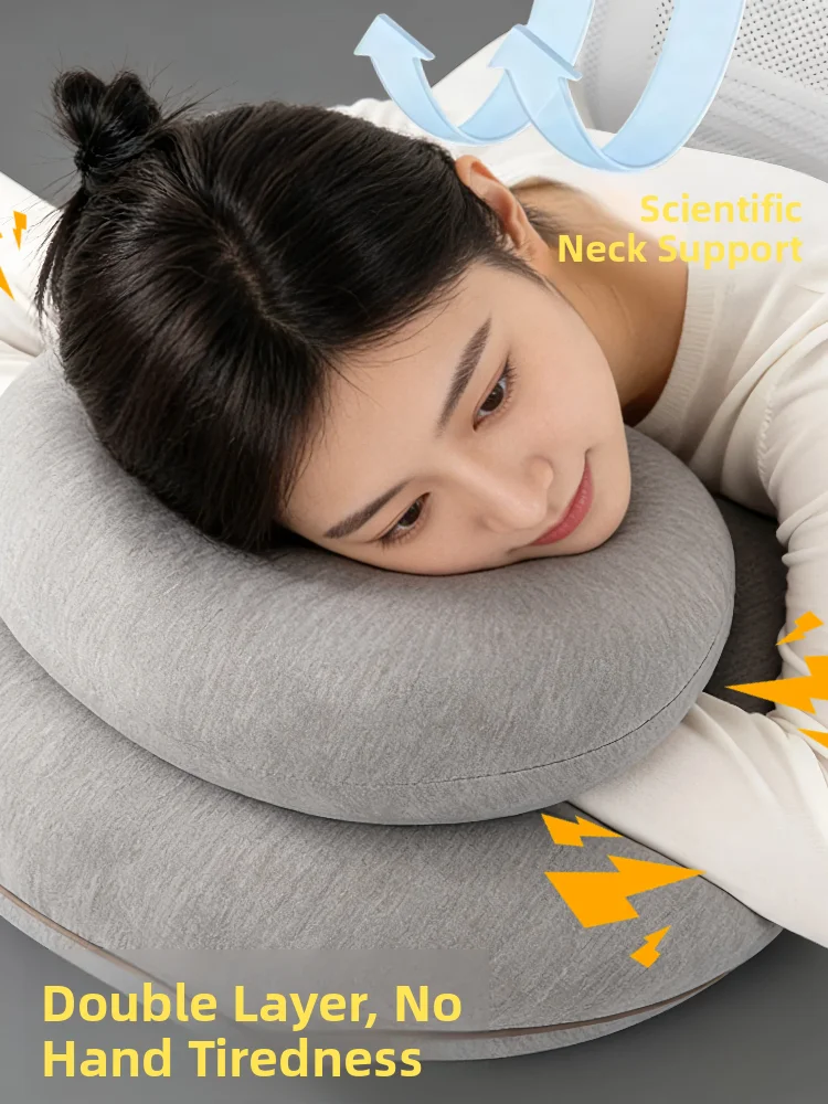 

Портативная подушка для сна U-образной формы с наполнителем из пенополиуретана, без давления на руки, защита груди, поддержка шеи, без покалывания в руках