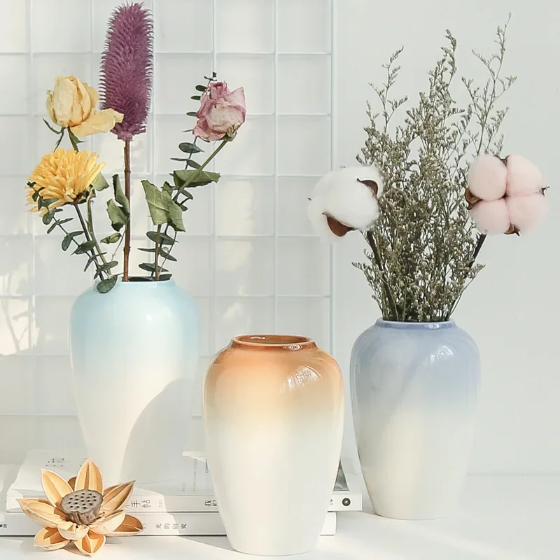 Small Vase Dry Flower Suit Nordic Ceramic Living Room Flower Arrangement Small Fresh Ornament Household Dining Table Art Flower