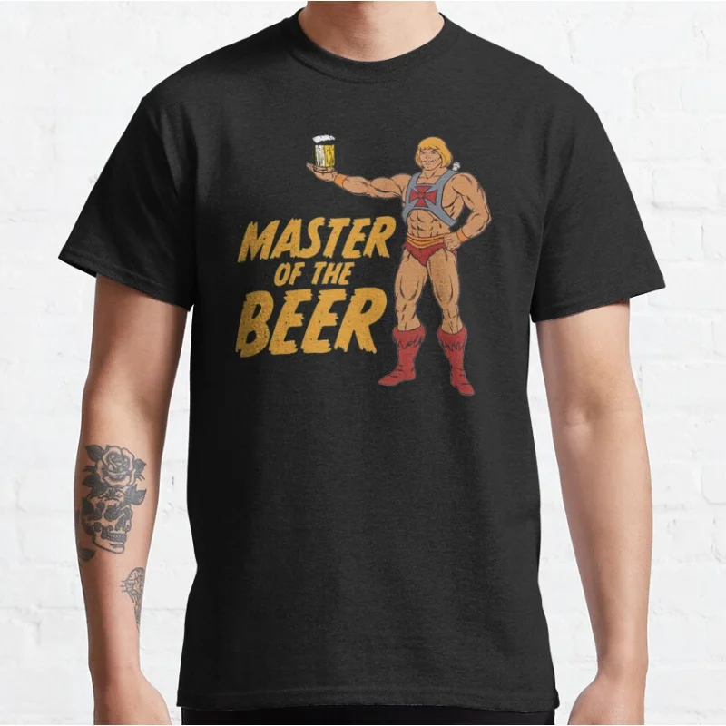 

Funny Master Of The Beer Vintage 80s cartoon He-Man and the Masters of the Universe graphic t shirts Large size tops Adult S-6XL