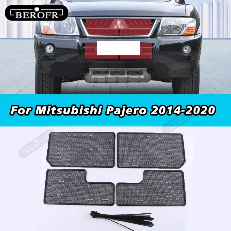 

Для Mitsubishi Pajero 2014-2020 автомобильные передние решетки, вставная сетка, защитная сетка для головы, автомобильные аксессуары из нержавеющей стали