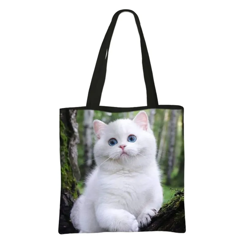 Cute Cat Print Tote Bag Kitten Shopping Bag Felinae/Siamese Cat Handbag Shoulder Bag Large Capacity Totes bag Shopper Bag