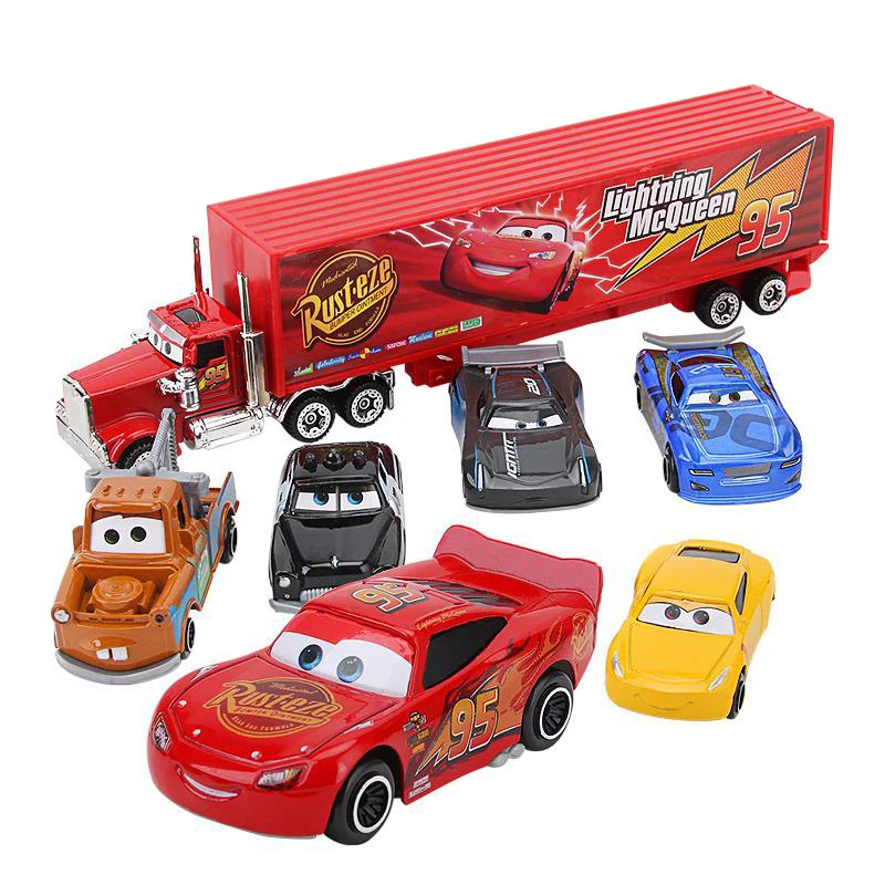 7pcs/Set Disney Pixar Car 3 Lightning Mcqueen Jackson Storm Uncle Truck Diecast Metal Car Model Car Toys Kids Xmas Gift