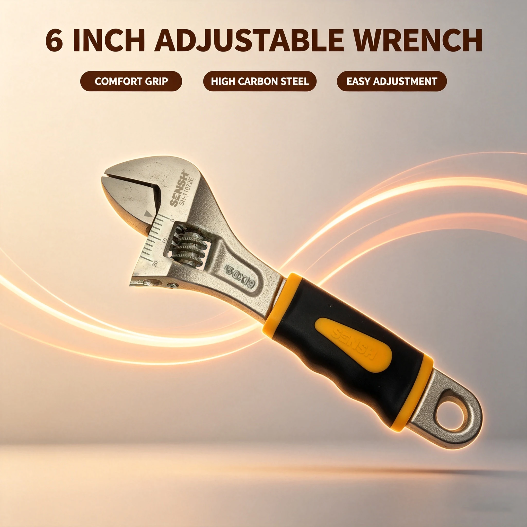 6 Inch Adjustable Wrench CRV Steel Adjustable Spanner Non Slip Handle Hand Tool for Household Machinery Repair