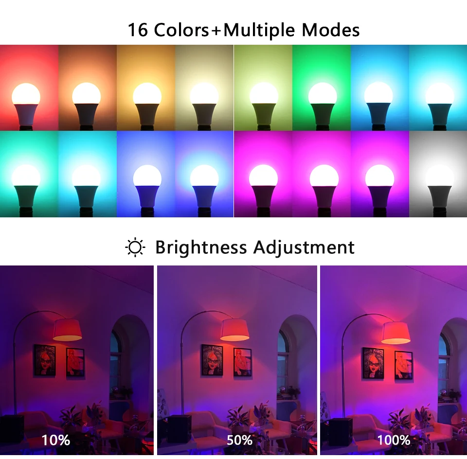E27 LED RGB Lamp Spotlight Bulb 5W 10W 15W IR Remote Control Led Light Bulb Smart Led RGBW Lamp Home Decor LED Bulbs LED