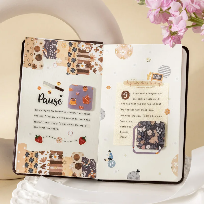 Journal GO 16pcs Creative Texture Art Stickers Journal Decor Collage Material Scrapbooking Planner Album diy Background Material