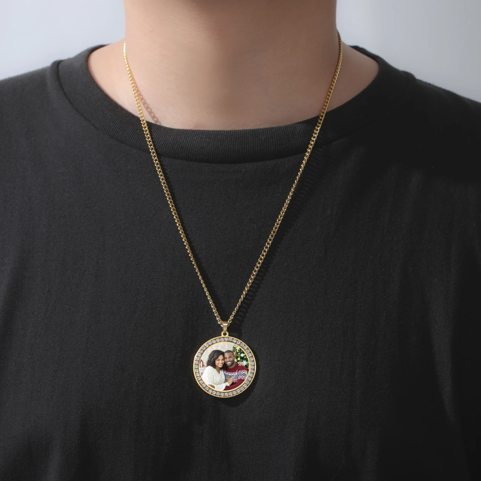 COOLTIME Personalisierte Foto-Halskette, personalisierte Erinnerungsmedaillons, Bild-Anhänger-Halskette, Schmuck, Geschenk für Sie und Ihn – Detail 8