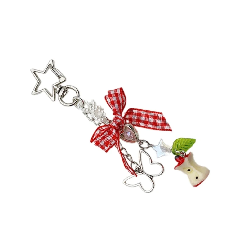 F42F Fashionable Bowknot Phone Charm Ornament Elegant Keychain Pendant Unique Bag Decorations for Fashion forward Individuals