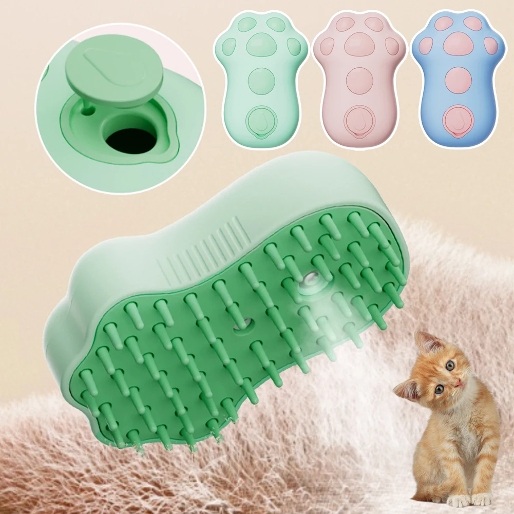 多機能蒸しグルーミングブラシ、長い髪と短い髪の猫のための充電式キャットシャードコーム、steamy steamy、3 in 1