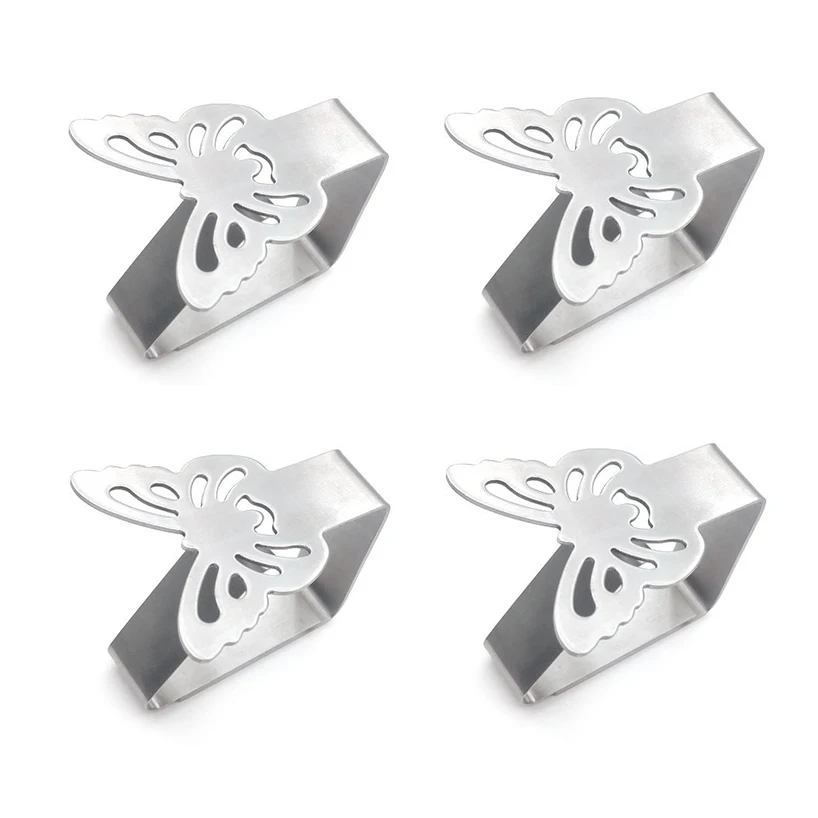 4Pcs Butterfly Tablecloth Clips Wedding Tablecloth Clamp Holder DIY Party Craft Decorative Stainless Steel Kitchen Supplies