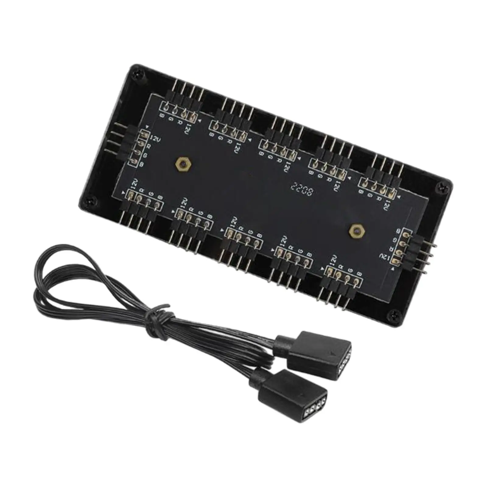 USB Hub 3.0 High Speed 10 Port RGB Splitter with Powered LED Strip Extension for Desktop Cooling Fans