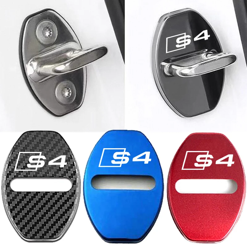 

4pcs Stainless Steel for Audi S4 Logo Car Accessories Protect Door Lock Cover Emblem Case Sticker Decals Auto Styling Decoration