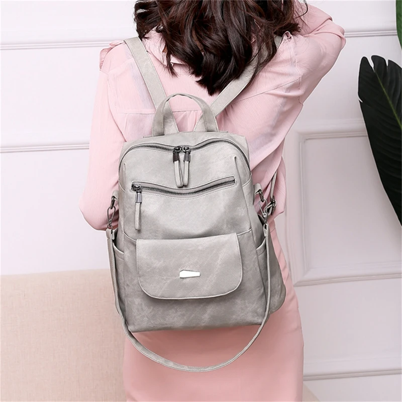 Women Backpack Casual Shoulder Bag Fashion Pretty Leather Fabric Female Daypack Stylish Elegant Girls Backpack Women Bag