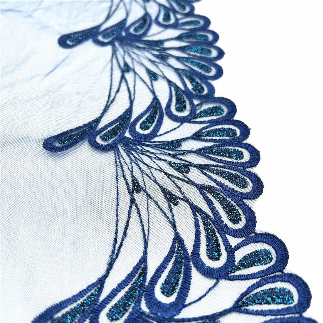 3y/lot 18.50cm Dark Blue Red Shimmer Embroidery Lace Trim Clothing Accessories Dress Sewing Applique Costume Lace Fabric Wedding