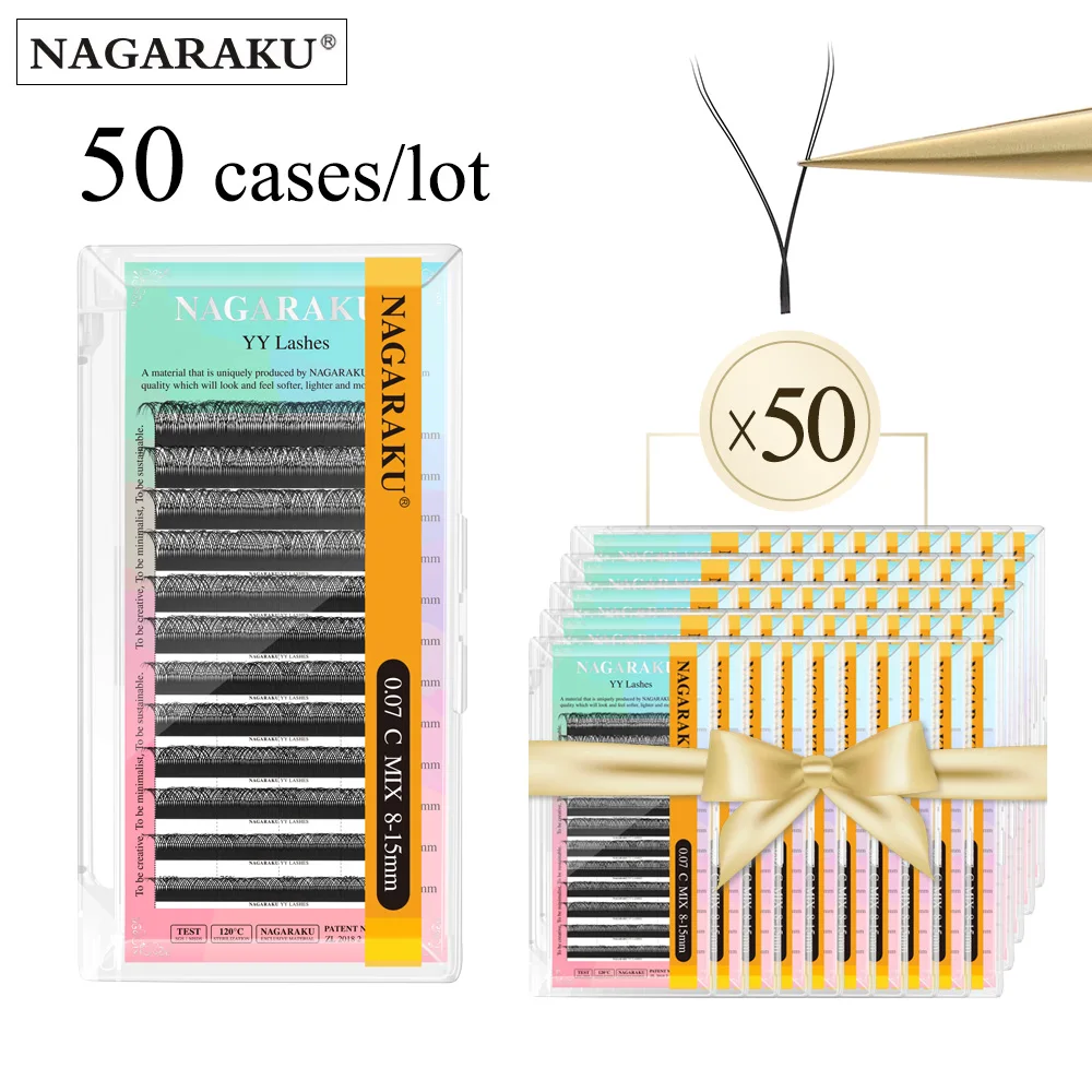NAGARAKU 50 Packungen YY-Form Wimpernverlängerung Weiche Natürliche Leichte Hochwertige Wimpern Make-up Netz Künstliche Wimpern – Detail 1