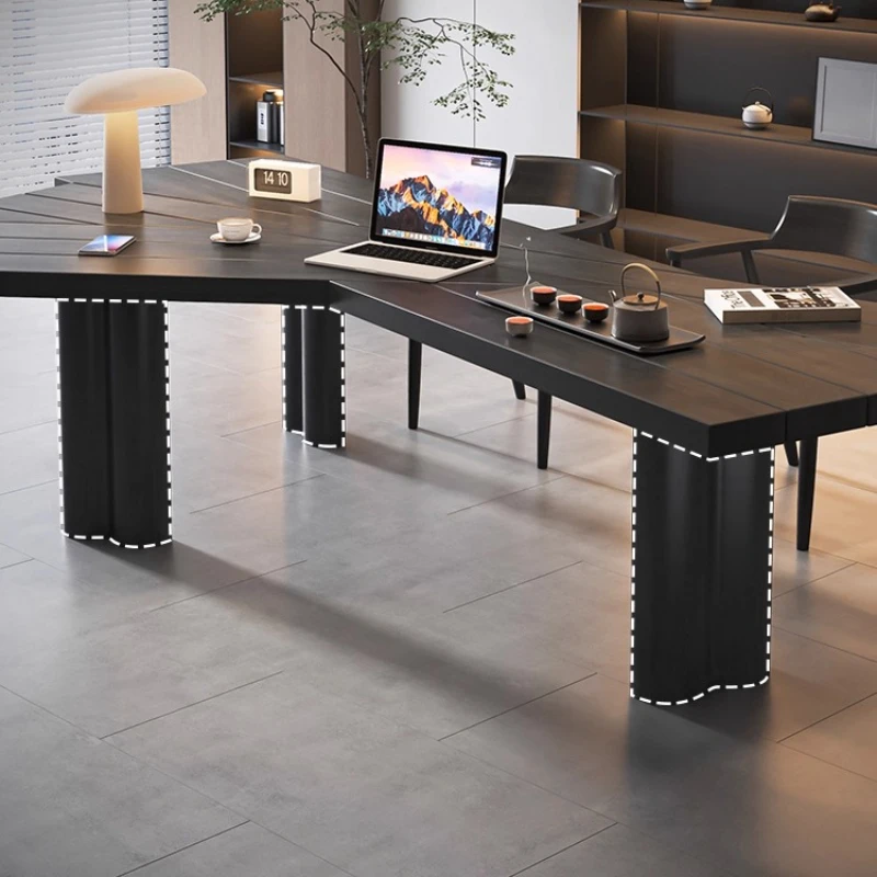 

Simple modern solid wood computer desk light luxury minimalist special-shaped desk boss table designer desk workbench
