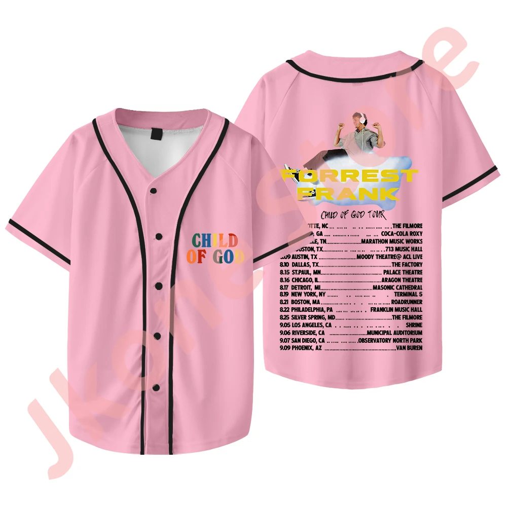 Chaqueta de béisbol Forrest Frank Child of God Tour Merch para hombre y mujer, camisetas informales de manga corta a la moda, Verano