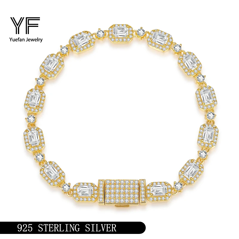 

S925 silver bracelet Main Stone Mosanite Hip-hop Jewelry Gorgeous Couple Bracelet Valentine's Day Christmas