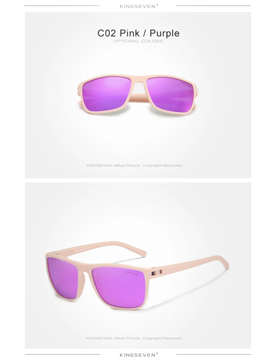 KINGSEVEN NEUE Polarisierte Sonnenbrille für Damen, quadratischer Rahmen, Sonnenbrille für Herren, LC755, Outdoor-Reise – Detail 3