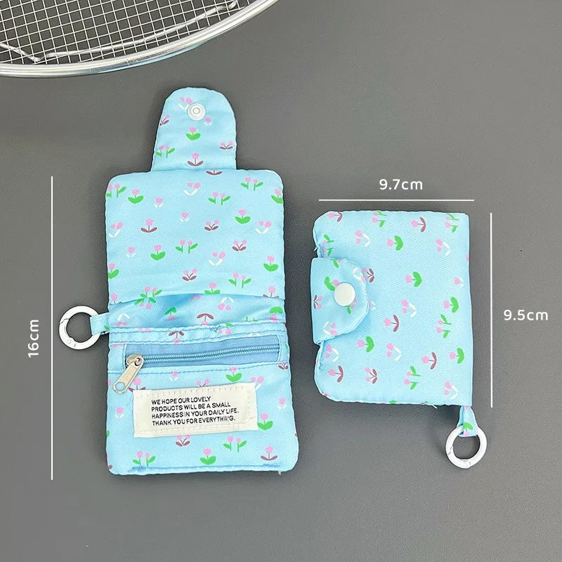 محفظة عملات معدنية متخصصة على طراز Ins، حقيبة عملات معدنية بسيطة من نسيج زهرة الماء، حقيبة عملات تخزين كلاسيكية، حقيبة للبطاقات، حقيبة سماعة الأذن