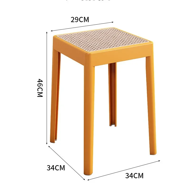 Stackable Storage Bench Stool Plastic Rattan Stools Portable Vanity Chair Stool Dining Stool Furniture Living Room Space Saving