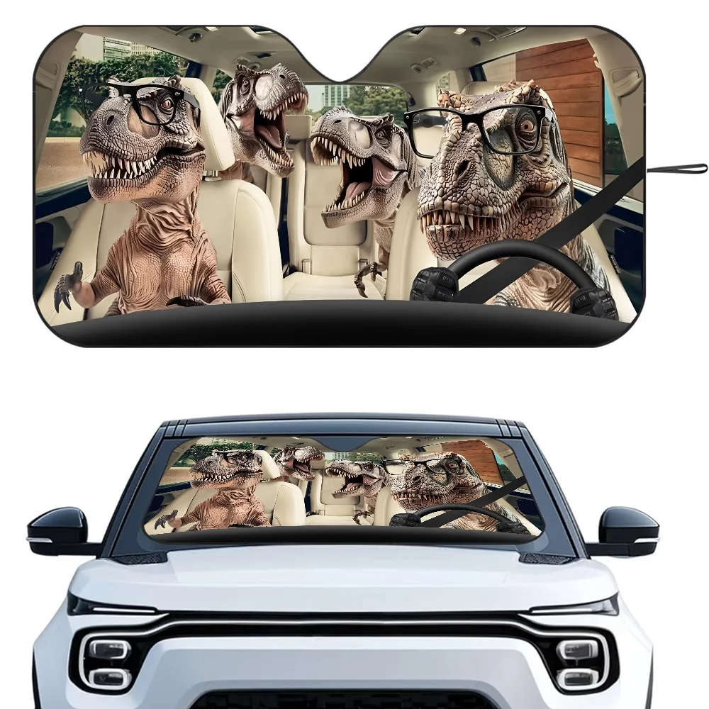 

Dinosaur Family Car SunSha Heat-insulating Aluminum Film Windshield Sunshas UV Rays Blocks Car Sun Visor Protector