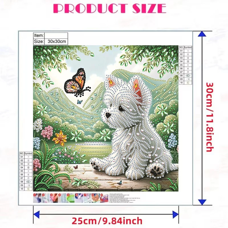 RUOPOTY Special Shape Diamond Art Painting Kits For Adults Dog Round Full Drill Diamond Art Painting Kits Crystal Rhinestones