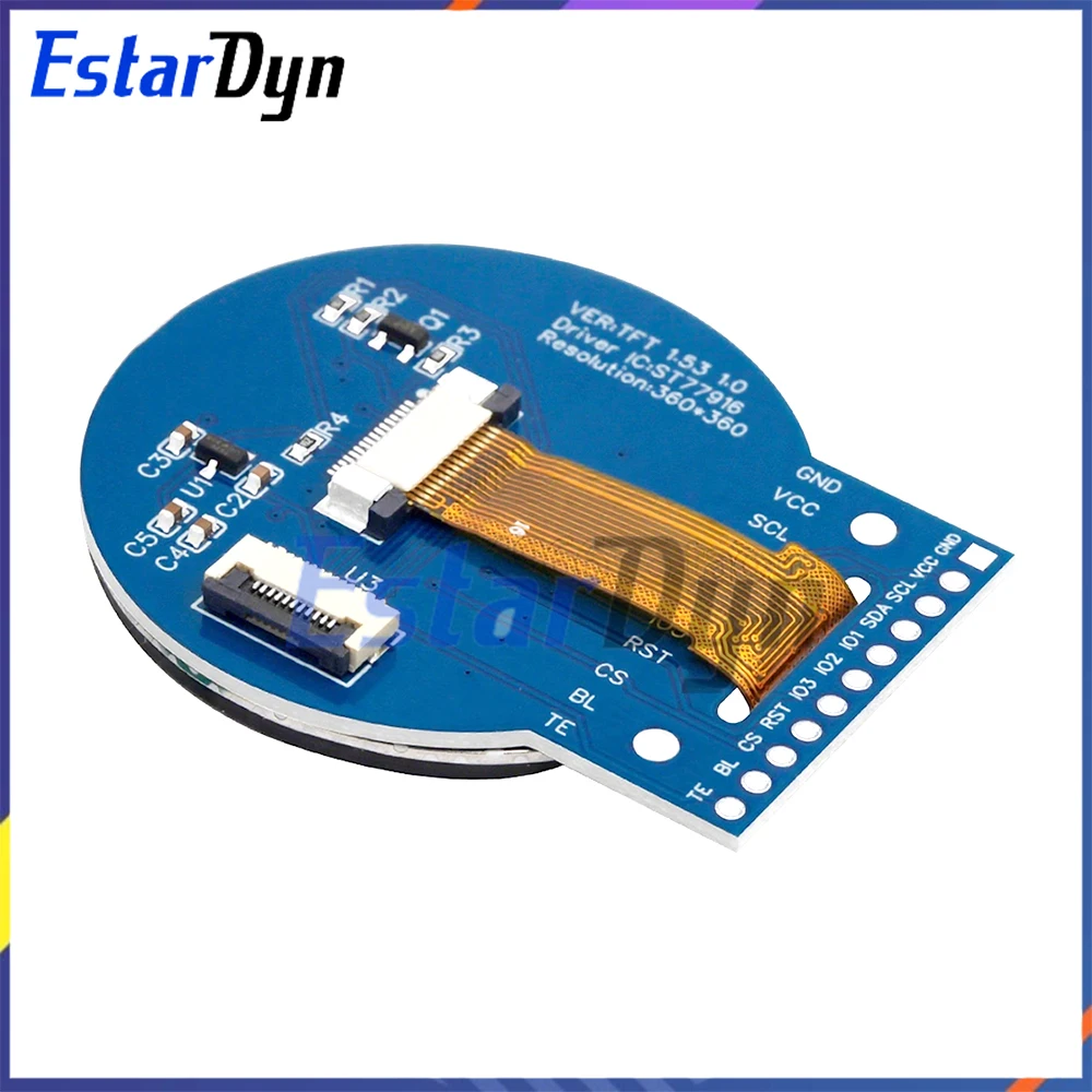 Estardyn 1.53 Inch Round TFT LCD Display 360x360 ST77916 QSPI Interface Color Screen for Smart Watch DIY