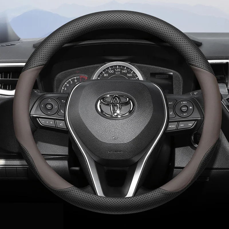 For Toyota Avalon Camry Corolla Highlander Allion RAV4 Interior O Shape Steering Wheel Cover Brain Shell Car Accessories Leather