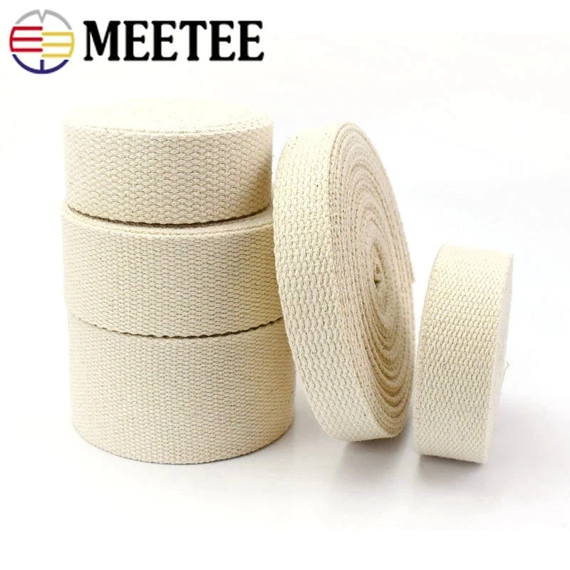 

Meetee 8Meters 20-50mm Cotton Webbing Tape Canvas Ribbon Backpack Belt Bag Strap Decoration Band DIY Garment Sewing Accessories