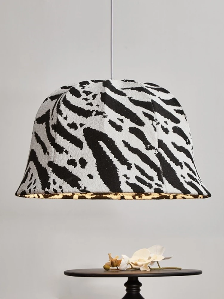 Modern Zebra Pattern Fabric Pendant Light Gold Lining Hanging Lamp for Living Room Bedroom Dining Room Decor AC85-265V