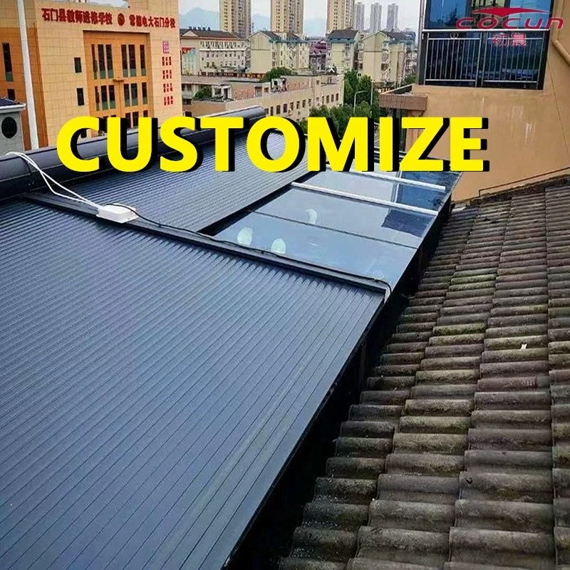 Any Size Custom Rain Sun Integrated Aluminum Awning Remote Auto Retractable High Wind Resistant Alloy Rain Yard Patio Canopy