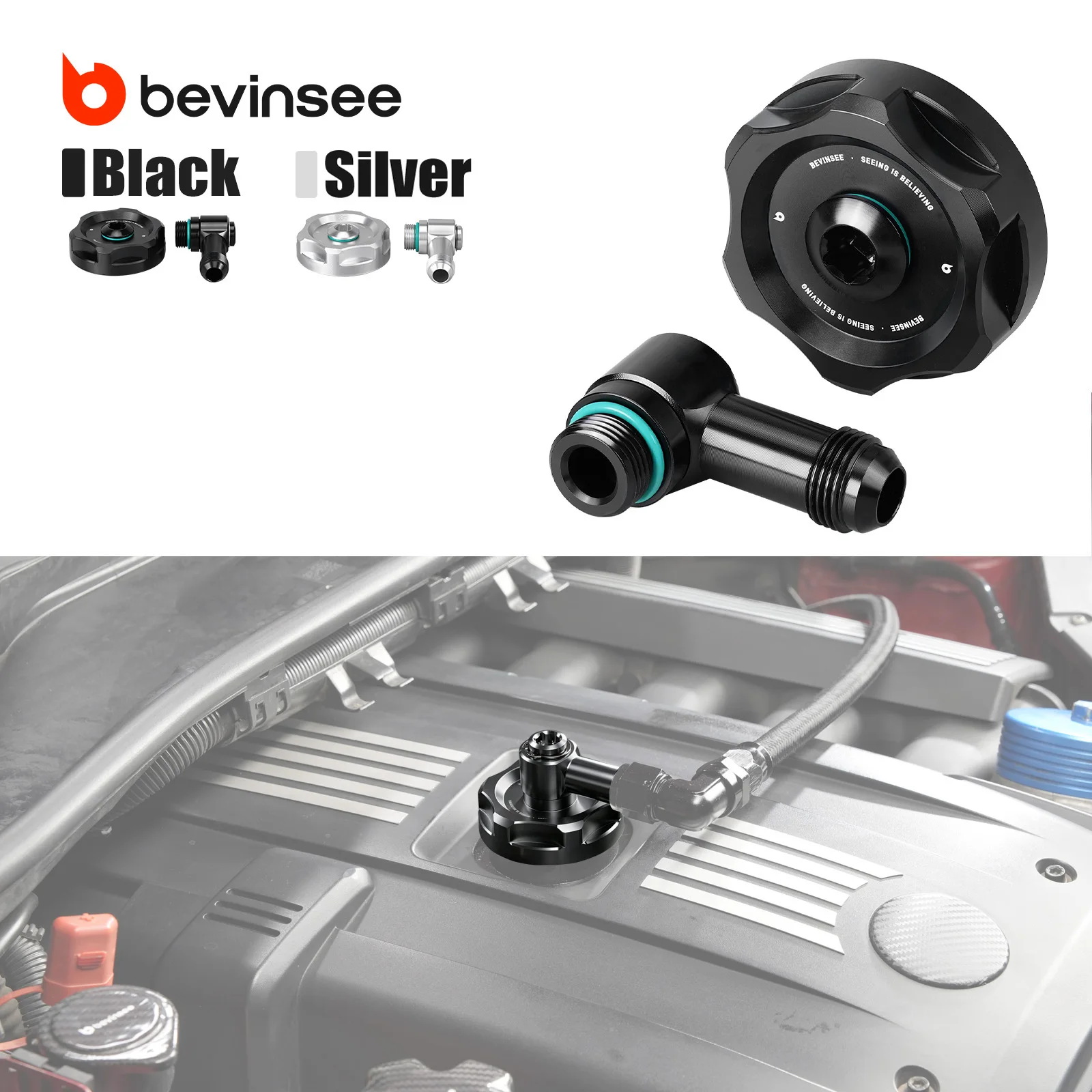 BEVINSEE Billet Aluminium Oil Fill Cap for BMW E46 E90 F30 E36 E39 E60 E81 E87 E92 E91 F20 E83 E84 E70 E53 E85 E86 F32 F22 E82