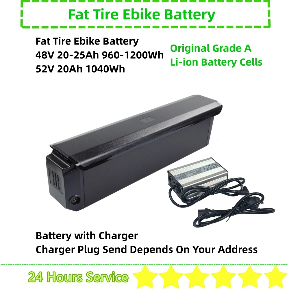 48Volt Fat Tire Hidden Electric Bike Battery 48v 20Ah 25Ah 52v for GMC Hummer EV AWD Ebike Bike Battery 500w 750w 1000w 2000W