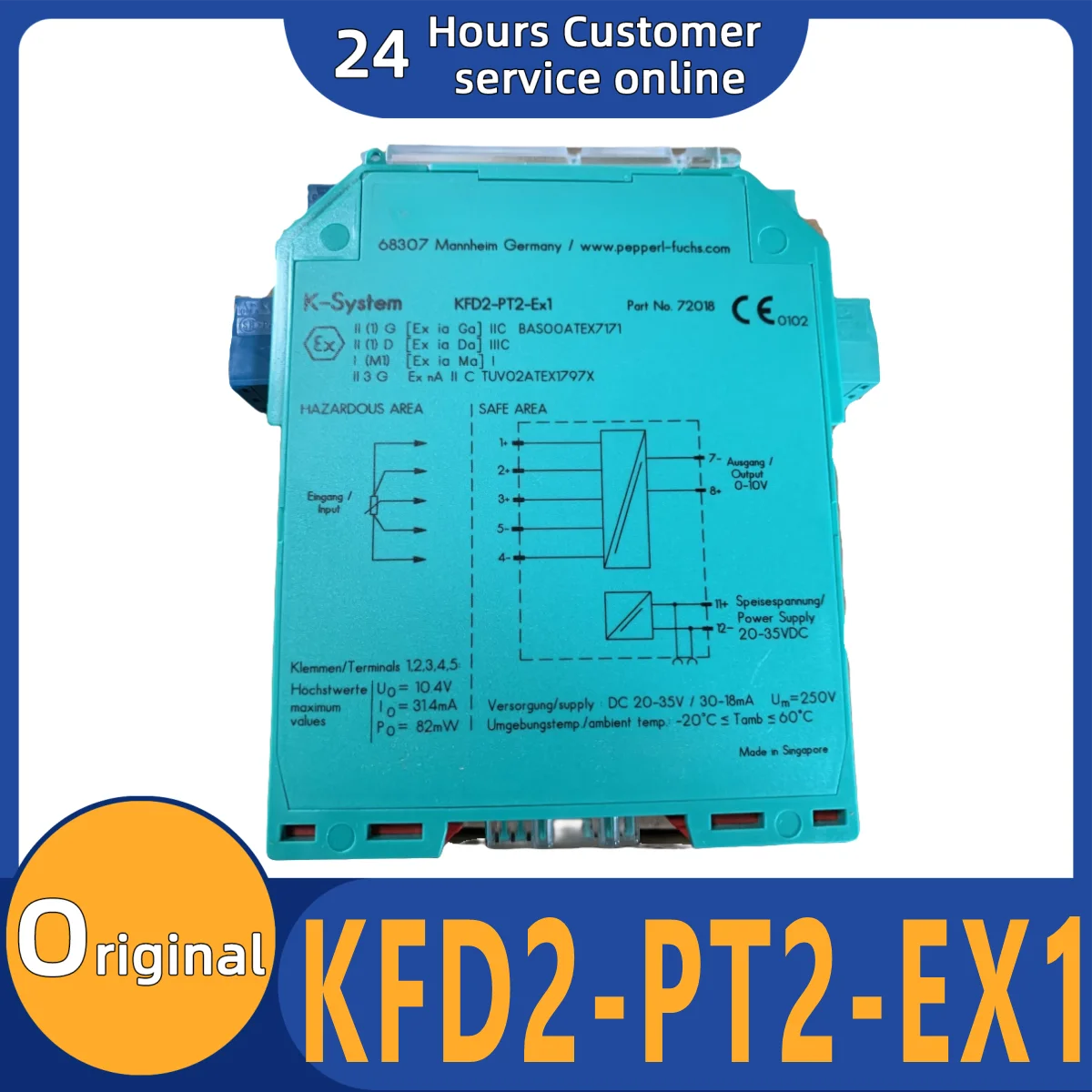 

Brand new original safety isolation barrier KFD2-PT2-EX1
