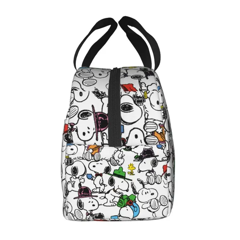 Custom Cute Cartoon Snoopy Lunch Bag Thermal Cooler Insulated Lunch Container Box for Children School Work Food Picnic Tote Bags