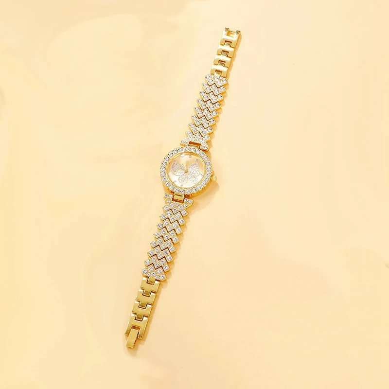 New Women's Watch Butterfly Pattern Watch Full Of Diamond Light Luxury Women's Quartz Watch Casual Bracelet Watch