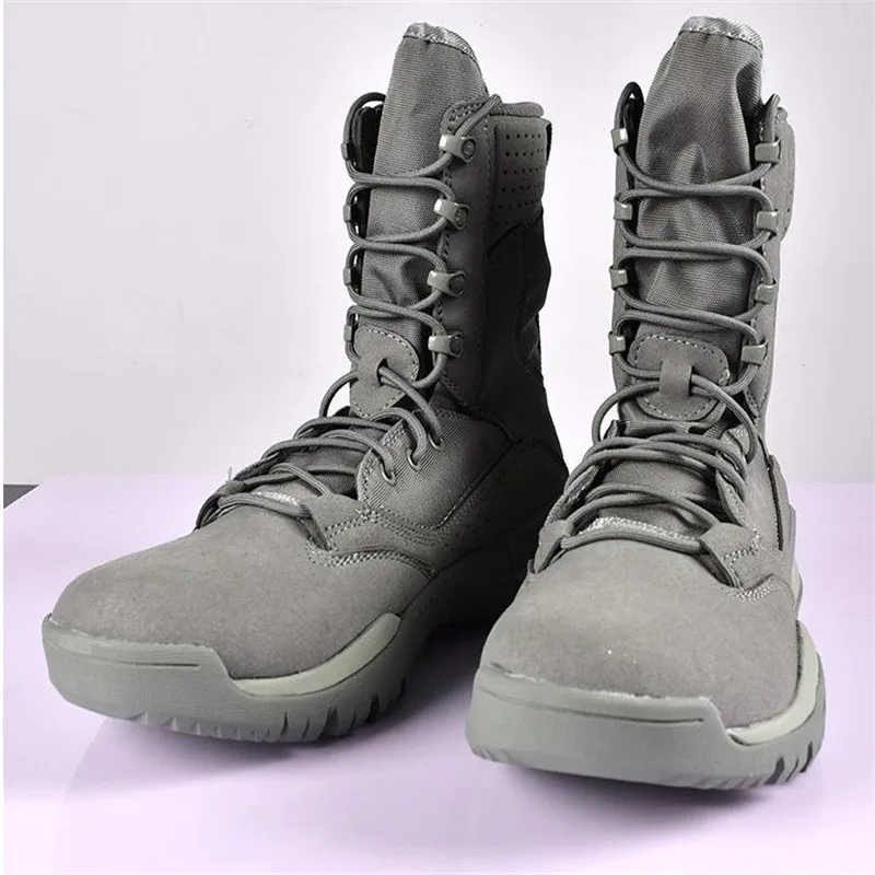 Quality Hiking boots Men Lightweight Damping Climbing Combat Shoes Outdoor Women High-Top Black Leather Desert Tactical Boots