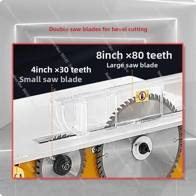 WT20 Woodworking Table Saw 8/4 Inch Open-Type Dustless Design Liftable Oblique Cutting 220V